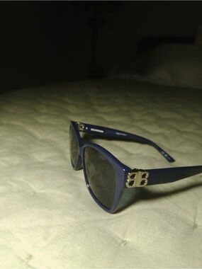 Balenciaga Navy Blue Women's Sunglasses with Silver BB Accent